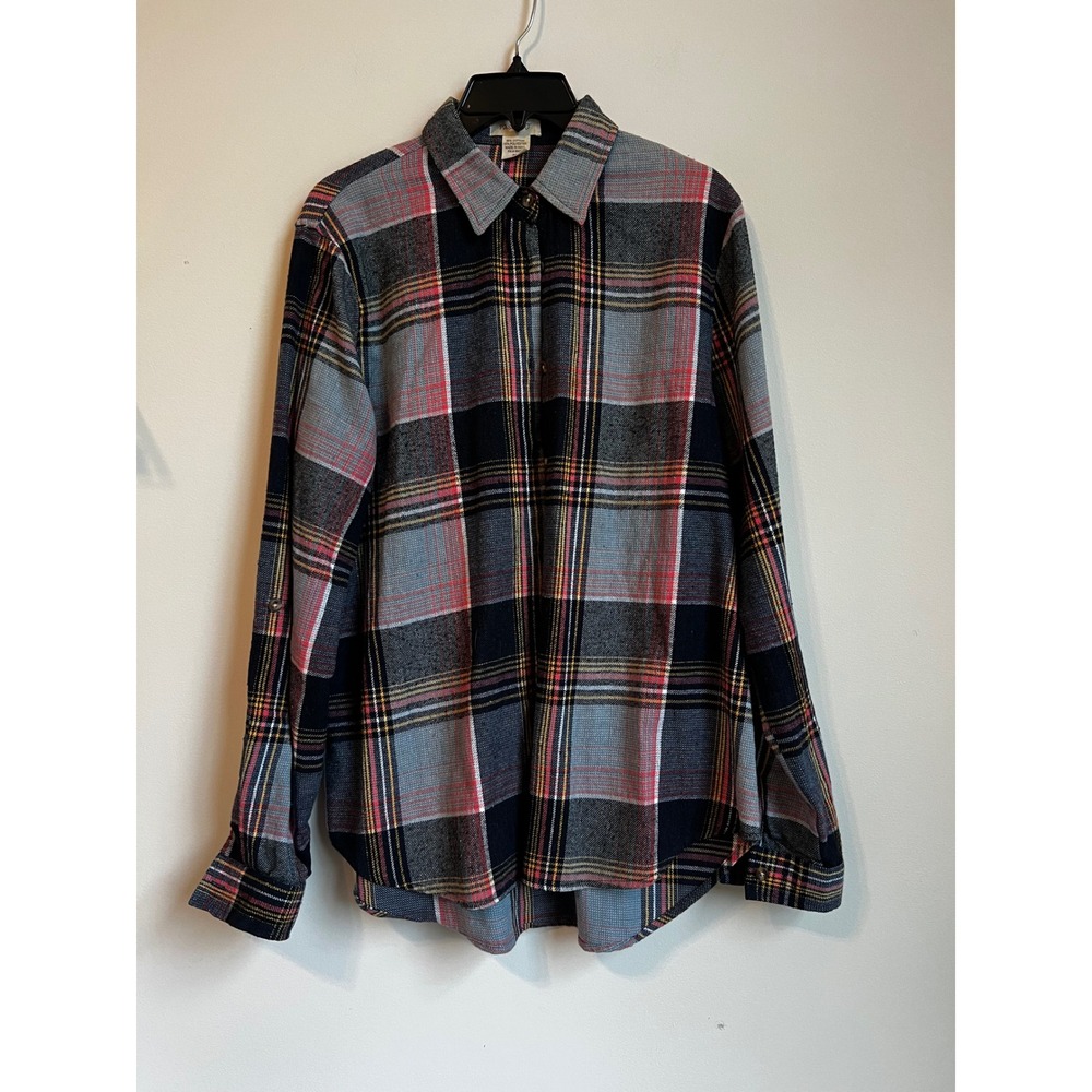 Passport Women's Plaid Button Down Shirt‎ Size M Long Sleeve Casual Top